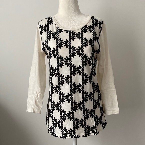 J.Crew Embroidered 3/4 Sleeve Top - Picture 1 of 10